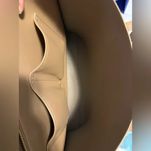 NWOT Quince Italian Leather Triple Compartment Shopper Tote In Cappuccino - Picture 5 of 9